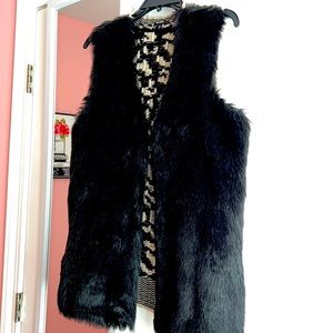 Animal Print Black Faux Fur Vest